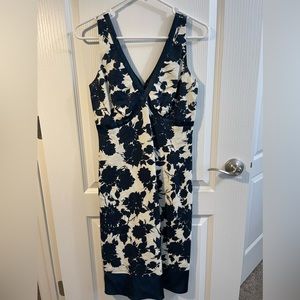 Navy and White Linen Dress - Size 2